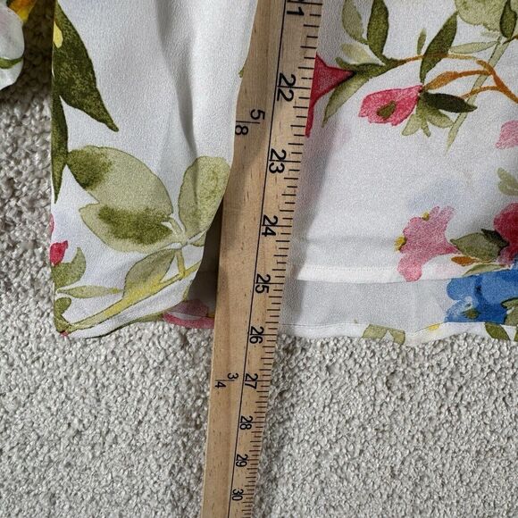 Calvin Klein Blouse NWT Size Medium White Multi Floral Chiffon Long Sleeve Top - Picture 9 of 13